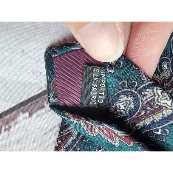Johnathan Craig Men's Neck Tie Teal Paisley Pattern Classic Silk Blend Vintage - Picture 7 of 8
